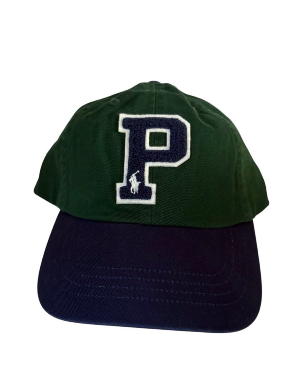 Ralph Lauren Green and Navy Hard to find Baseball Cap with Chenille 'P' Patch